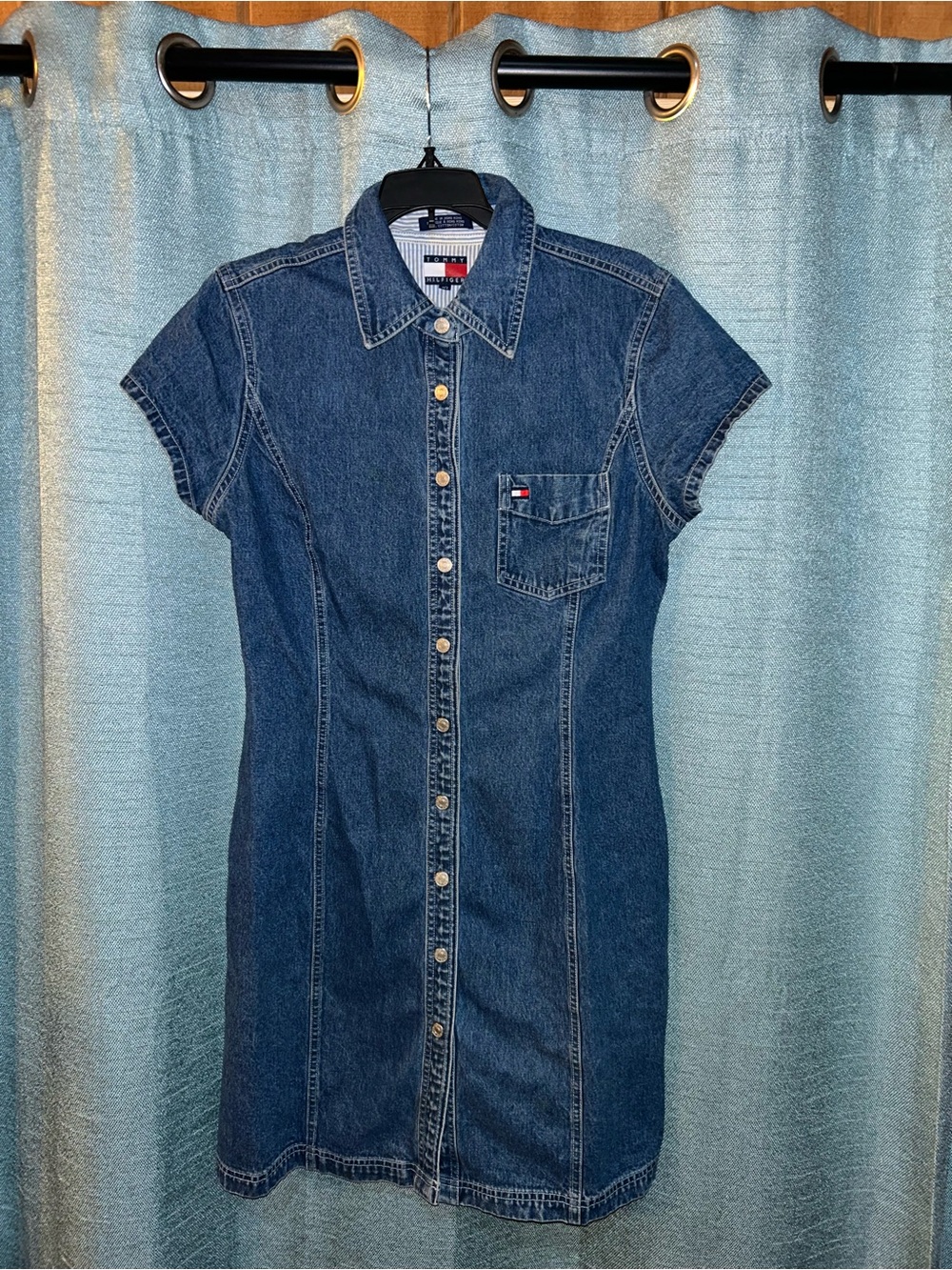 Vintage 1990s/ Y2K Tommy Hilfiger Denim Short-Sleeve Shirt Dress